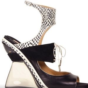 Ferragamo Lucite F Wedge Sandals